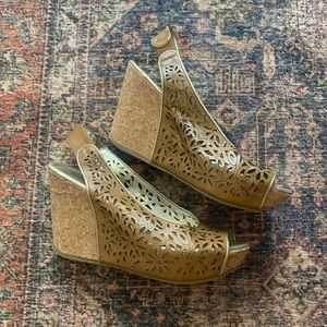 Cognac Floral Detail Wedges